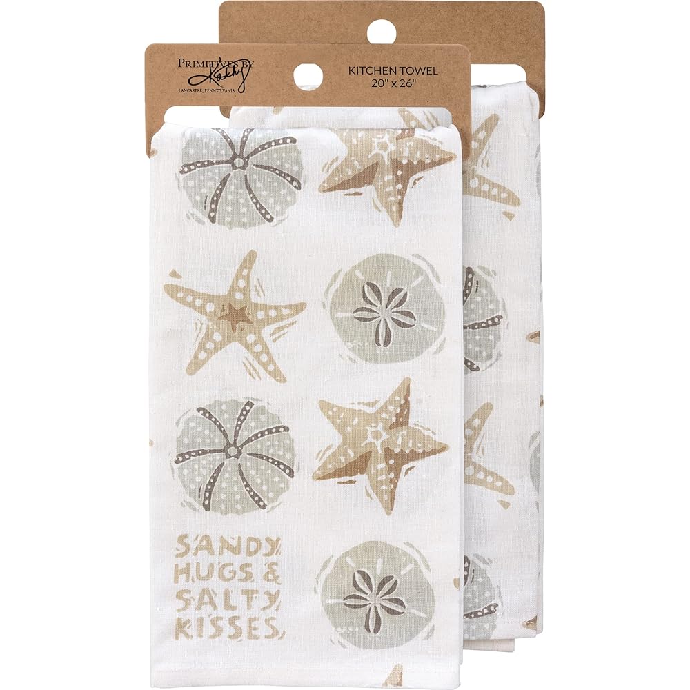 Primitives by Kathy 113744 Torchon de Cuisine Sandy Hugs Salty Kisses, Coton : Cuisine et Maison