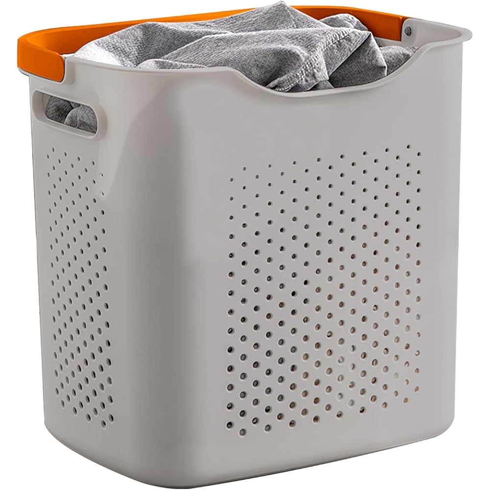 Panier à linge en plastique, paniers à linge sales avec poignées, panier à linge pour ranger les vêtements dans la chambre à coucher, la salle de bain (gris) : Cuisine et Maison