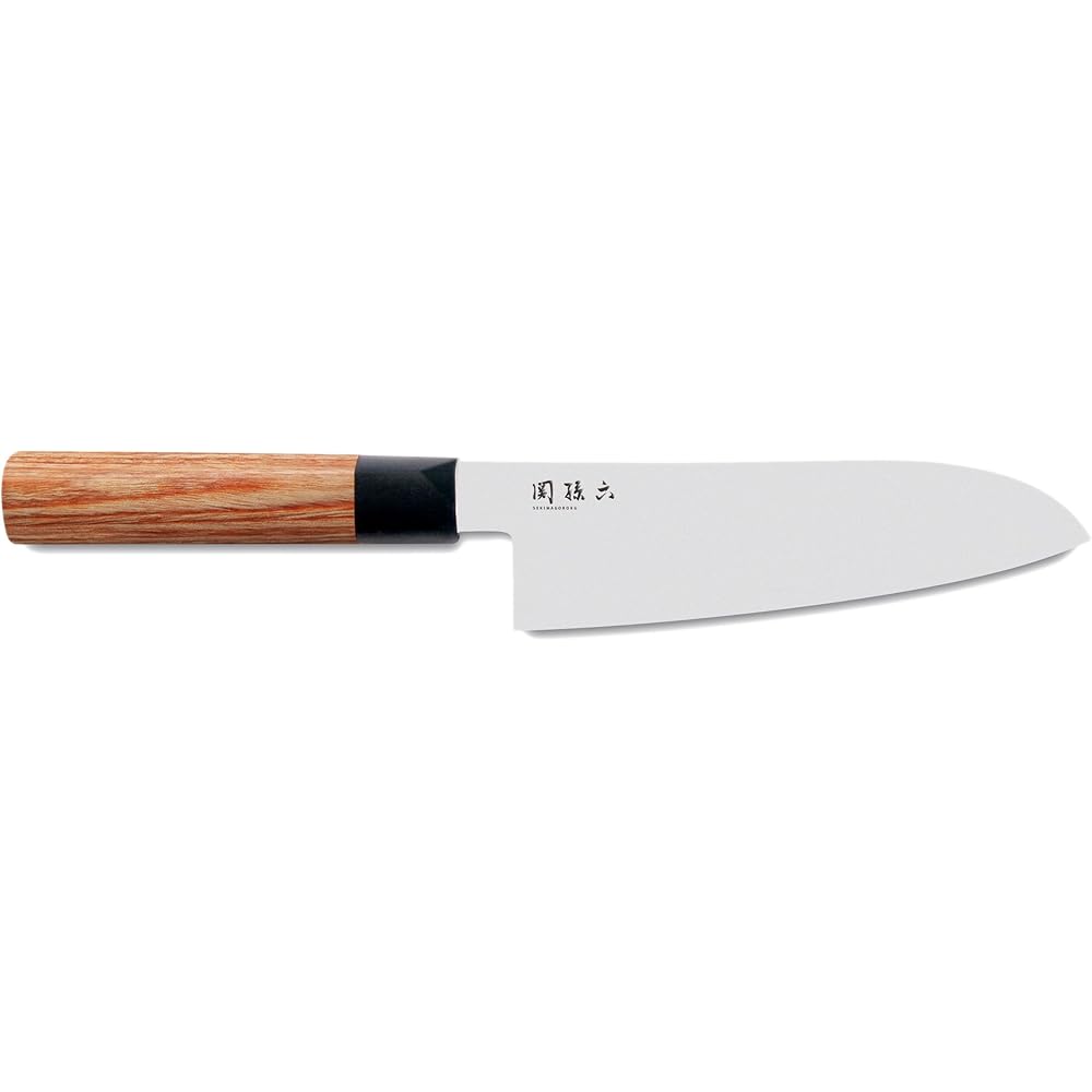 KAI Seki Magoroku Couteau Santoku en bois de séquoia 17,0 cm - acier inoxydable au carbone 1K6 avec 57 (±1) HRC - lame polie brillante - bois de pakka de séquoia - fabriqué à la main au Japon : Cuisine et Maison
