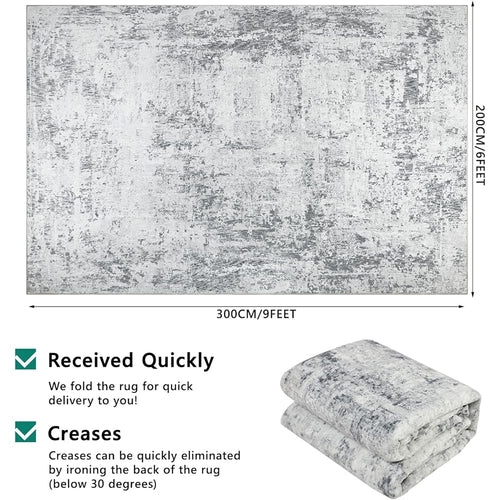 Capslpad Tapis de salon, abstrait, gris, 200 x 300 cm, antidérapant, à poils courts, en laine synthétique, lavable, minimaliste, pour salon, chambre à coucher, bureau, décoration : Cuisine et Maison