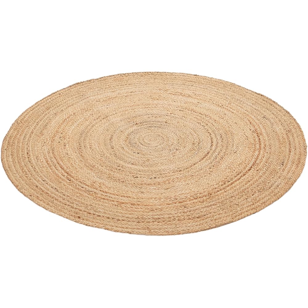 CarpetFine Tapis Jute Nele Ronde Couleur Naturelle Beige Ø 150 cm tissé à la Main en Jute | Tapis Naturel Moderne Uni en Tapis tissé Plat de Style Boho pour Le Salon et la Chambre à Coucher : Cuisine et Maison