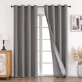 CUCRAF 100% Rideau occultant Thermiques 2 Pièces L140xH225, Rideau Lin Thermique Isolant Anti Froid et Chaleur Tenture Opaque à Oeillets Isolation Lumiere Anti UV Gris Clair : Cuisine et Maison