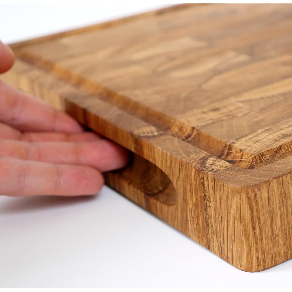 B4K® 40х30х4 cm Bloc à découper en bois de chêne | Planche en bois de cerveau avec poignées et pieds en silicone | Planche à découper antibactérienne | Planche à découper (40х30х4cm), XP15KTODN6 : Cuisine et Maison