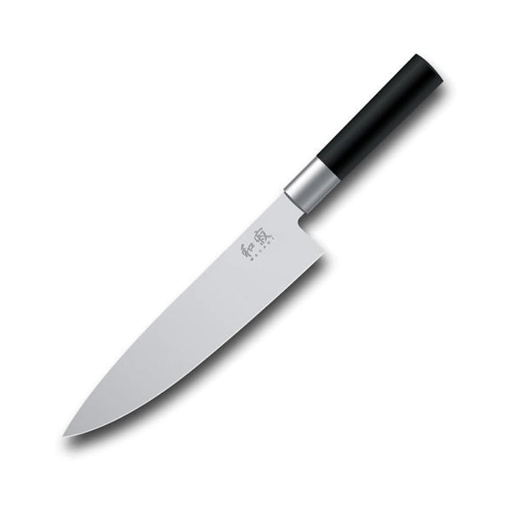 KAI Wasabi Couteau de Chef Noir 20.0 cm de longueur de lame - acier inoxydable poli 6A/1K6 58 (±1) HRC - manche en polypropylène noir - couteau de chef, couteau de cuisine - Fabriqué au Japon : Cuisine et Maison