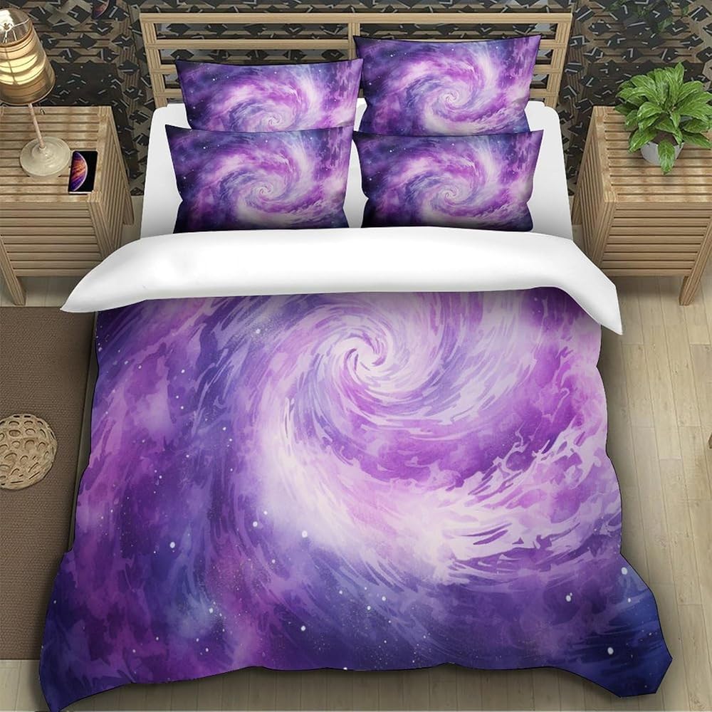 La Galaxie De Literie avec Housse De Couette Microfibre Impression 3D,3 Pièces Couette Visual Art avec Taie d'oreiller Et Fermeture Éclair pour Adultes Enfants Super King（260x220cm） : Cuisine et Maison