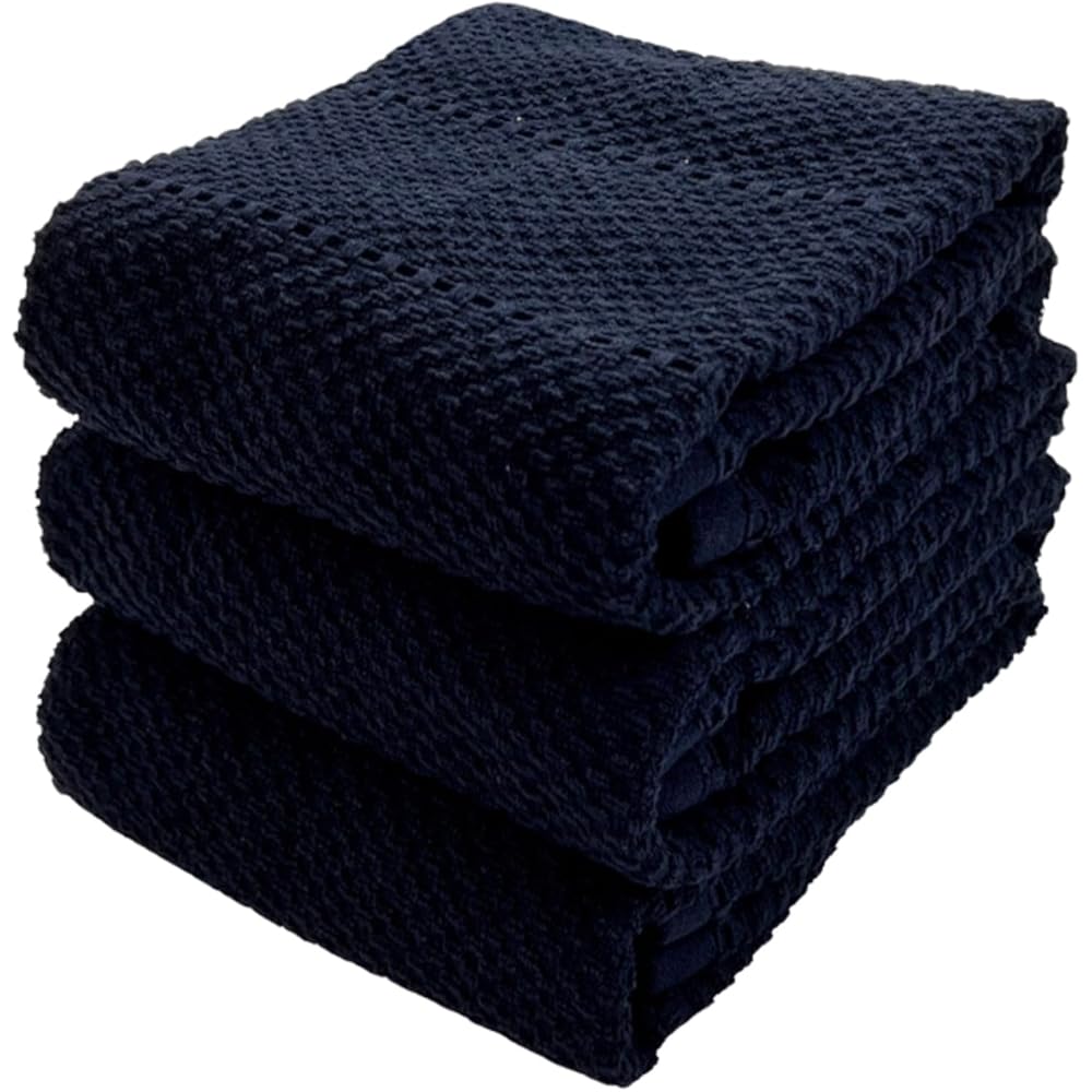 Serafina Home Lot de 3 torchons de cuisine 100 % coton doux pour le nettoyage et le séchage avec boucle texturée absorbante et multifonction pour un usage quotidien : Cuisine et Maison