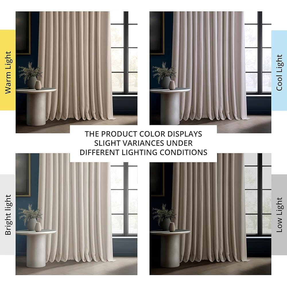 HPD Half Price Drapes BOCH-LN-DW-P Rideau occultant Extra Large en Lin (1 Panneau) 254 x 274 cm, BOCH-LN1856-108-DW, Bouleau : Cuisine et Maison