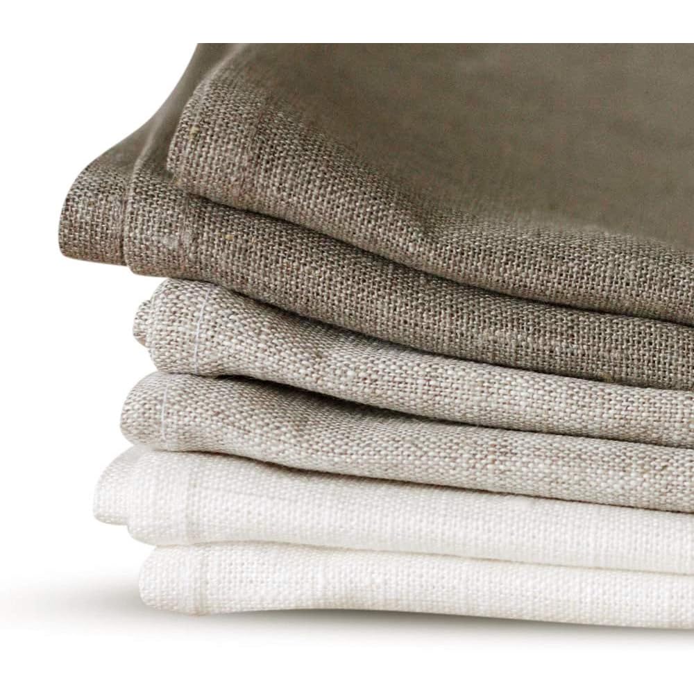 Varvara Home Serviettes en Lin | Lot de 6 torchons en Lin Torchons de Cuisine | Essuie-Mains, Serviettes en Lin Pratiques, Blanc-Naturel-Naturel Clair : Cuisine et Maison
