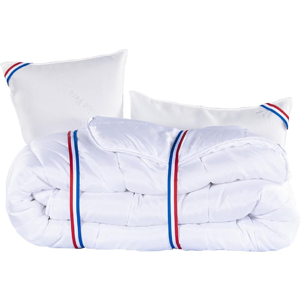 Luxury Literie Matelas 140x190 cm, Iris, 20 cm, mémoire de Forme, Ferme, Face été/Hiver + 2 oreillers + Couette : Cuisine et Maison