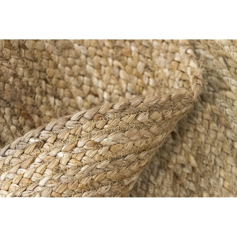 HAMID - Tapis Jute Naturel, Jute Alhambra Rond, Tressé à la Main, Tapis 100% Fibre de Jute pour Salon, Chambre, Décoration, (200x200cm) : Cuisine et Maison