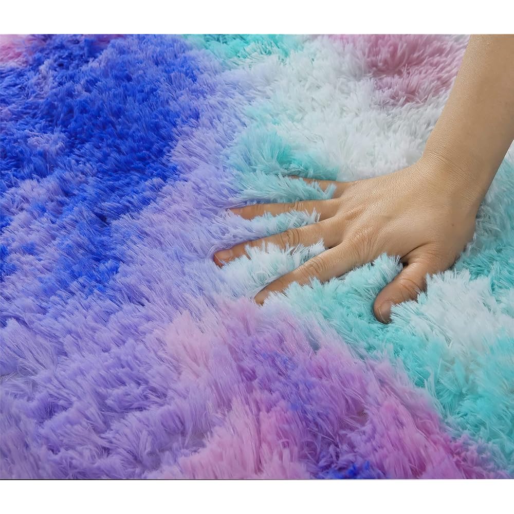 ROHATIM Tapis Salon Shaggy Descente de lit Chambre Grande Taille Tapis Moelleux Carpette pour Chambre Tapis Décoratif de Style Moderne pour Salon Chambre Canapé Natte(Bleu Violet,200 x 300 cm) : Cuisine et Maison