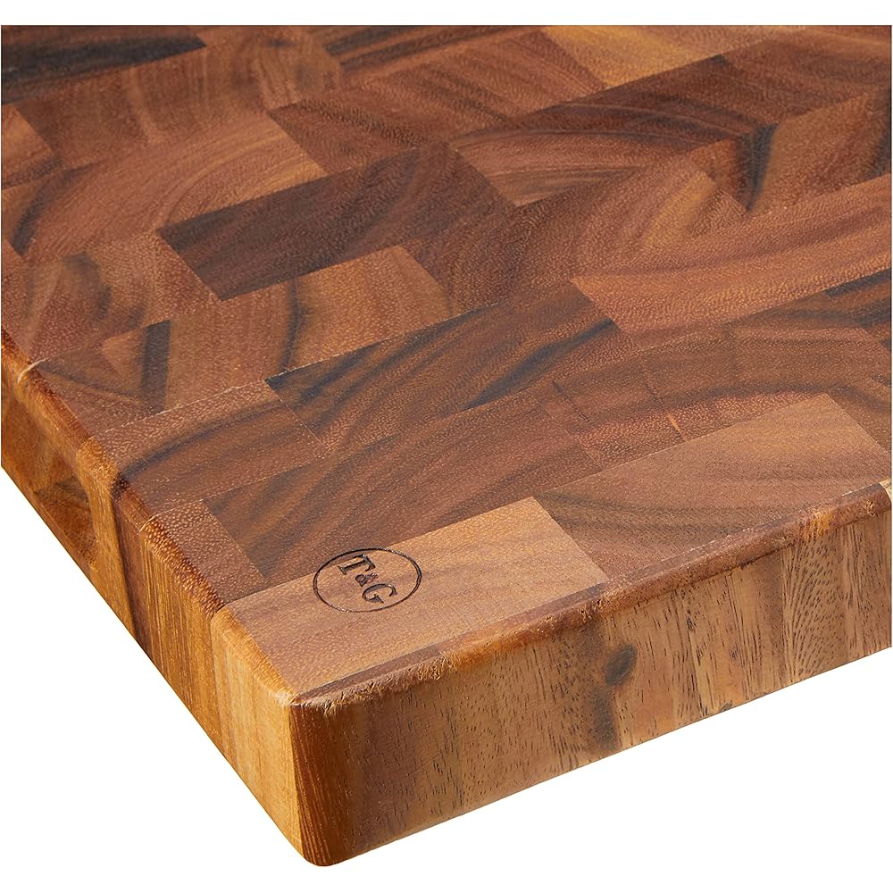 T&amp;G Planche à découper avec rainures pour Les Doigts End Grain, Bois Dense, Style 3, Taille L : Cuisine et Maison