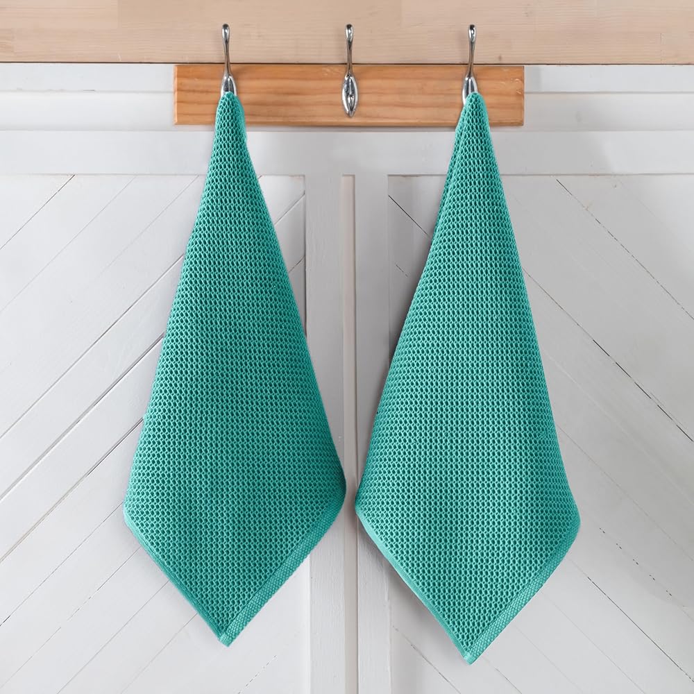 Elegant Comfort Lot de 6 torchons de Cuisine 100% Coton Turc gaufré, de qualité supérieure, Super absorbants, Ultra Doux, Multi-usages, 40,6 x 63,5 cm, Turquoise : Cuisine et Maison
