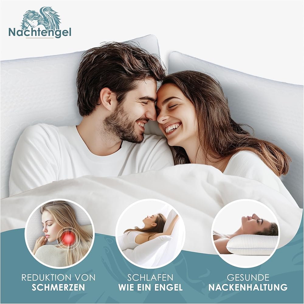 Nachtengel Oreiller orthopédique en mousse à mémoire de forme, ergonomique et contre les douleurs cervicales, pour tous les types de sommeil (coussin de positionnement sur le dos, le ventre et le côté : Cuisine et Maison