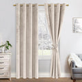 JIUZHEN Lot de 2 Rideaux Velours Occultants Doux et Opaques Rideaux à Oeillets Rideau Thermique Isolant Anti Chaleur et Frois pour Chambre Décoration 140x215cm (LxH) Beige Foncé : Cuisine et Maison