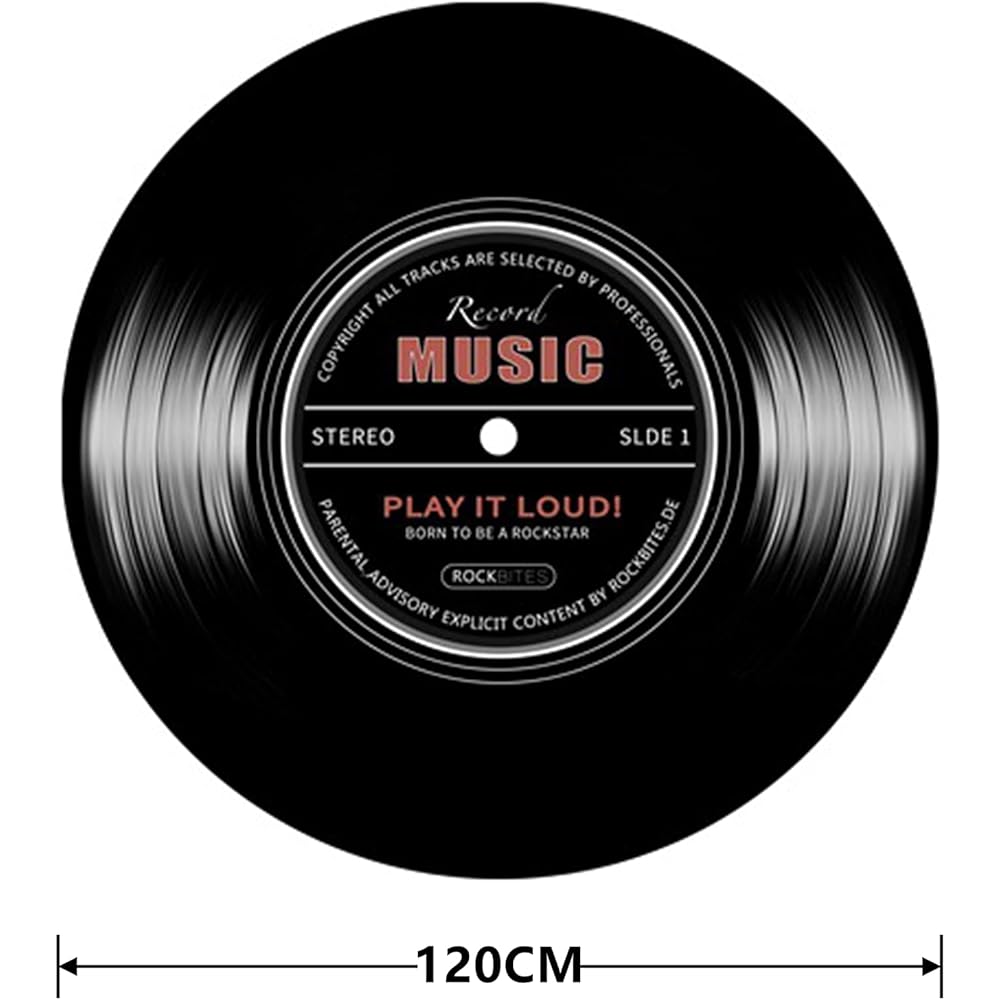 KRIPINC Tapis Disque Vinyle, Tapis Musique, Tapis Rond 120, Tapis Poil Ras, Tapis en 3D, Tapis Rond Moderne pour Salle de Musique, Salon, Chambre, Salle de Jeux (120x120cm, Style C) : Cuisine et Maison