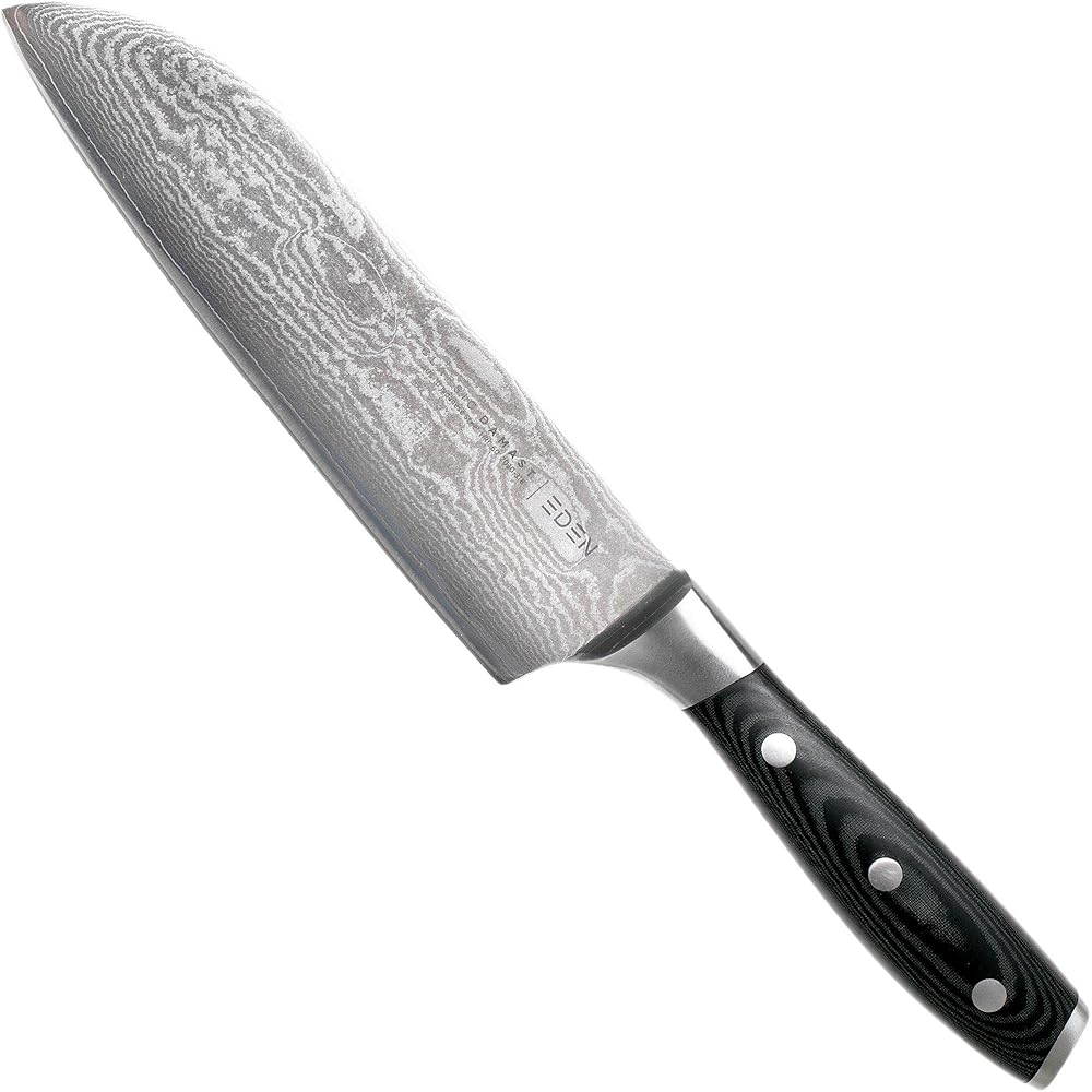 Couteau De Cuisine Santoku 18 cm Eden Classic Damast EQ2030-318 Couteau de Chef Japonais pour Couper, Concasser et Transvaser, Acier de Damast : Cuisine et Maison