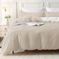 MILDLY Housse de Couette 240x260 Coton, 100% Coton Lavé Parure Housse Couette, Certifié Oeko-TEX, Chameau Beige Parure de Lit 240x260 Coton avec Fermeture Éclair avec 2 Taie d'oreiller 65x65 cm : Cuisine et Maison