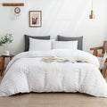 Sedefen Housse de Couette Seersucker 240x260cm Rayures Blanc + 2 x Taies d'oreiller 65x65cm avec Fermeture Eclaire Adulte Ado Doux Confortable Elegant Parure de lit 2 Personnes Rayé : Cuisine et Maison