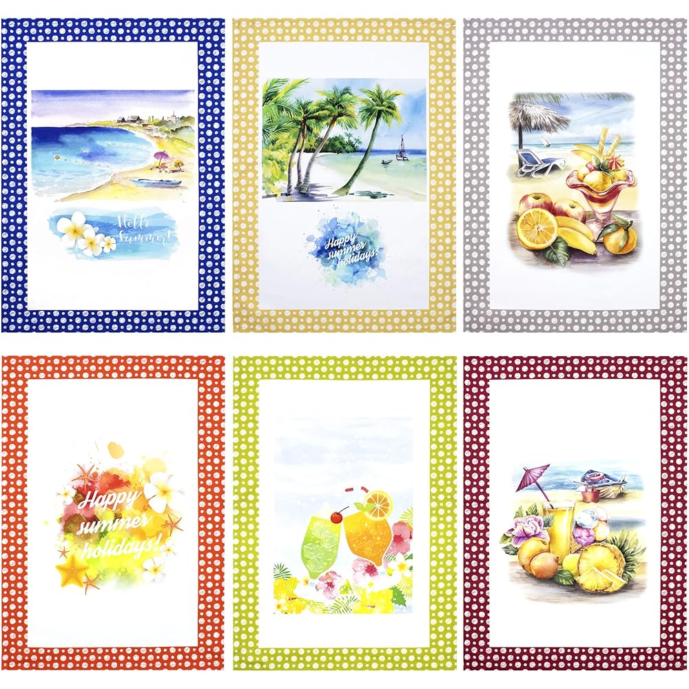 Nada Home Lot de 6 torchons de cuisine d'été en coton 6866 : Cuisine et Maison