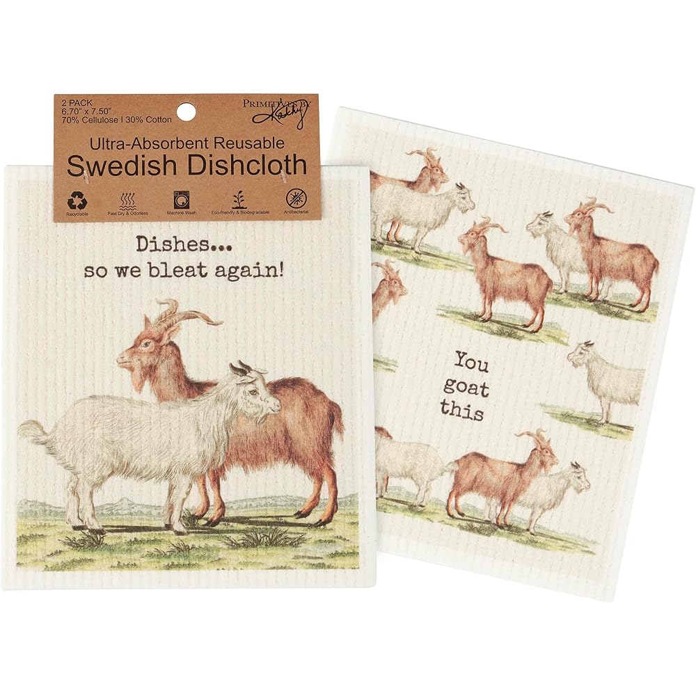 Primitives by Kathy Lot de 2 Chiffons suédois – You Goat This : Cuisine et Maison