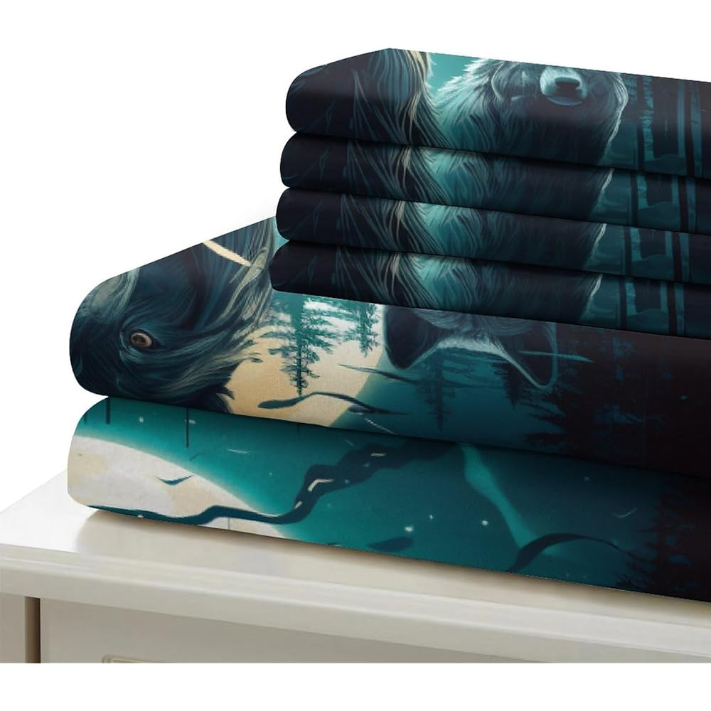 XAHEDOSGE Imprimé 3D Le Loup Ensemble De Literie avec Microfibre Super Douce Et Respirante Set De Housse De Couette 3 Pièces avec Taies d'oreiller Super King（260x220cm） : Cuisine et Maison
