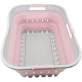 SAMMART Panier à Linge Pliable en Plastique 42L - Conteneur/Organisateur de Stockage Pliable Pop Up - Cuve de Lavage Portable - Panier/Panier Gain de Place (Gris/Rose Pâle) : Cuisine et Maison