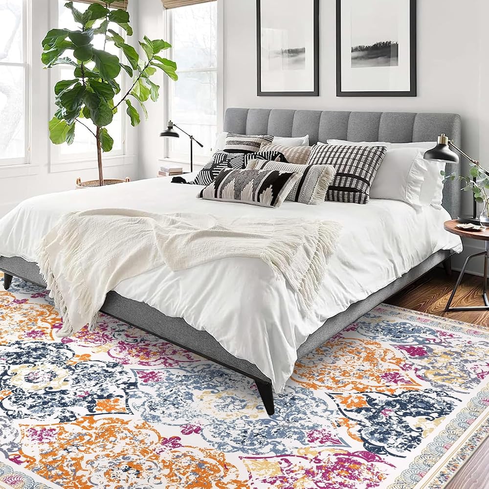Enyhom Tapis de couloir, extra long, antidérapant, lavable en machine, pour salon, entrée, buanderie (coloré, 160 x 230 cm) : Cuisine et Maison