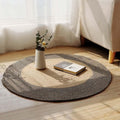 INKAROBOX Tapis rond tissé à la main en pur coton avec pompons au look rétro pour chambre à coucher, salon, table, bureau (noir/beige, 120 cm, rond) : Cuisine et Maison