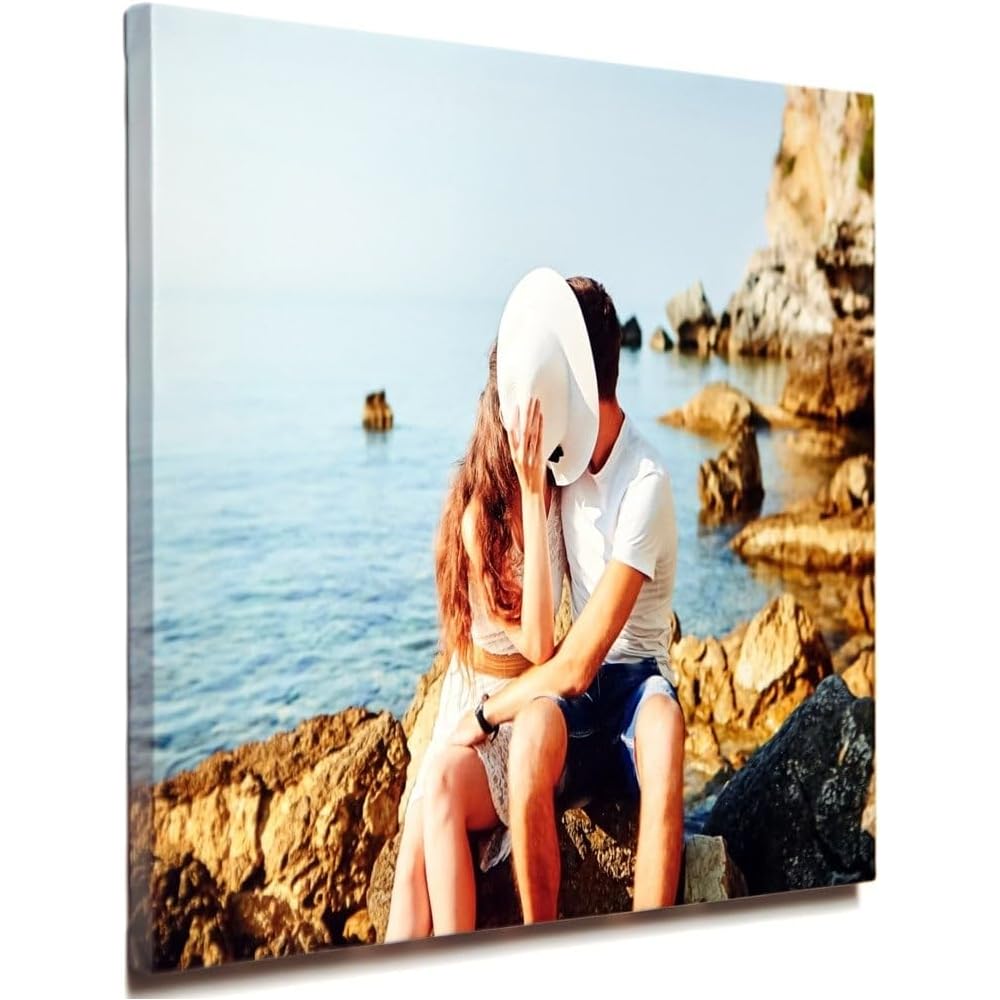 Tableau personnalisé photo carré – Toile personnalisée sur cadre bois – Tableau personnalisable multi-taille – Cadeau personnalisé noël, fête mères : Cuisine et Maison