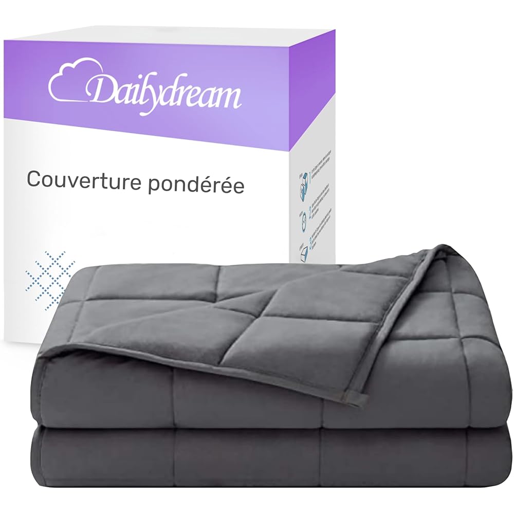 Dailydream Couverture lestée thérapeutique en Coton, 6kg pour Adulte, 135x200 cm, Gris : Cuisine et Maison