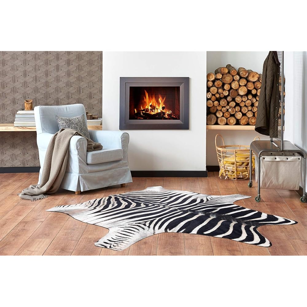 rugsx Tapis imprimé Cowhide, Zèbre, Motif Animal, Faux Cuir, Tapis de Sol pour Le Salon, la Maison, la Chambre à Coucher, DIY Crafts, Blanc Noir 100x150 cm : Cuisine et Maison
