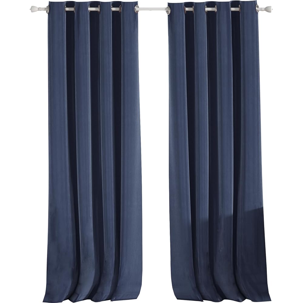Ystyle Rideau Velours Thermiques Lot De 2, Rideau 100% Occultant, 140×300cm, Rideau Thermique Isolant Anti Froid, Rideau Opaque Salon Moderne, Rideau Phonique Anti Bruit Chambre, Bleu : Cuisine et Maison