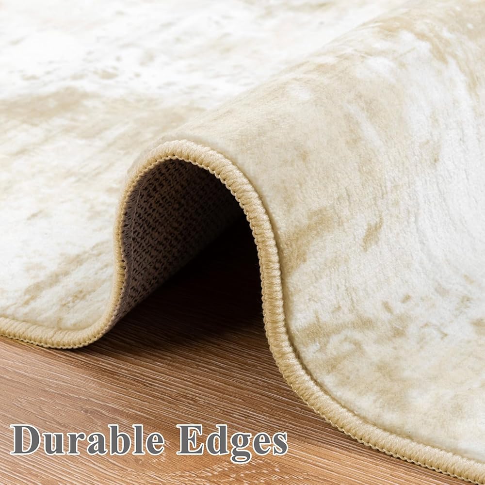 SHACOS Tapis Salon Poil Ras Moderne 160x230cm Motif Abstrait Tapis Descente de Llit Chambre Adulte Beige Antidérapant Tapis de Sol Doux pour Chambre à Coucher, Salle a Manger : Cuisine et Maison