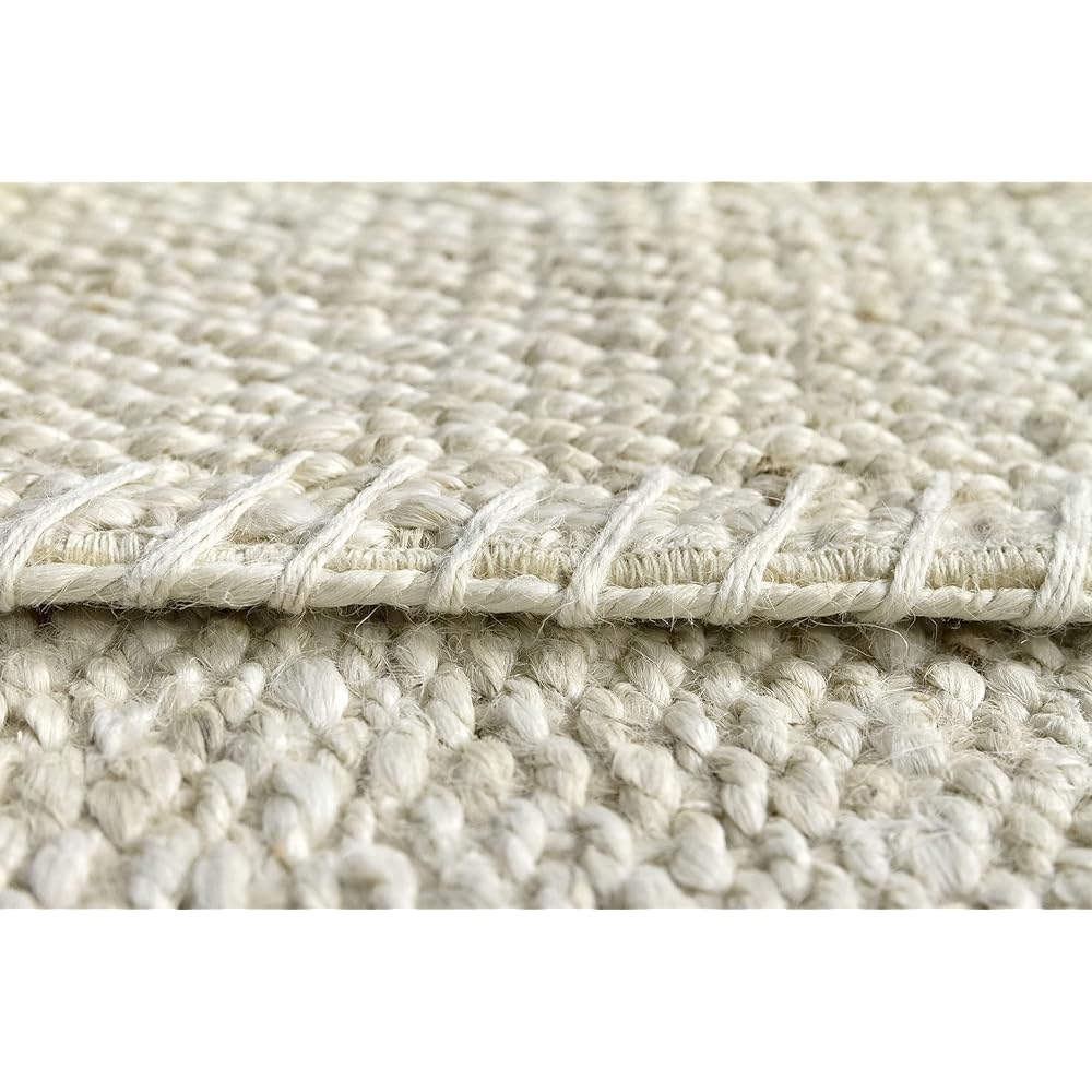 HAMID - Pack 2 Tapis en Jute Granada Couleur Blanc, Tapis 100% Fibre de Jute, Tressé à la Main, Tapis de Salon, Salle à Manger, Chambre, Couloirs, (60x110cm) 2 pcs : Cuisine et Maison