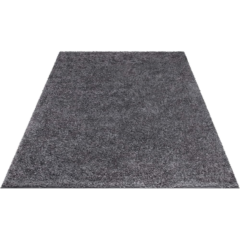 carpet city Shaggy Tapis de salon, à poils longs, motif uni, anthracite, 160 x 230 cm, doux et moelleux, moderne, convient également à la chambre à coucher : Cuisine et Maison