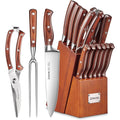 D.Perlla Couteau de Cuisines, 16 Pièces Ensemble Set Couteaux de Cuisine en Acier Inoxydable avec Bloc en Bois, Bloc de Couteaux pour la Cuisine : Cuisine et Maison