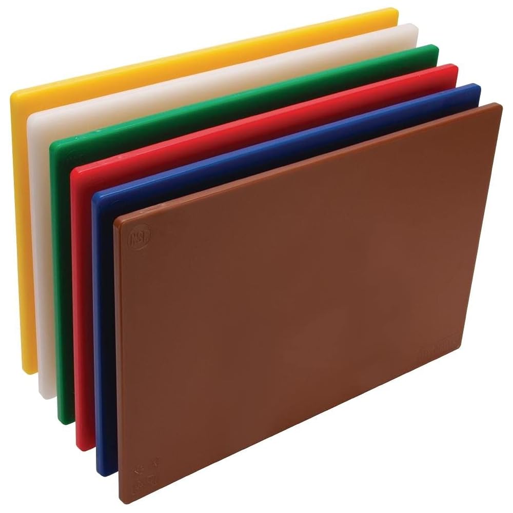 Hygiplas Ensemble de planches à découper LDPE basse densité (lot de 6), taille de planche à code couleur : 455(L) x 305(L) x 10(H)mm, ensemble de planches à découper de cuisine hygiénique, W356 : Cuisine et Maison