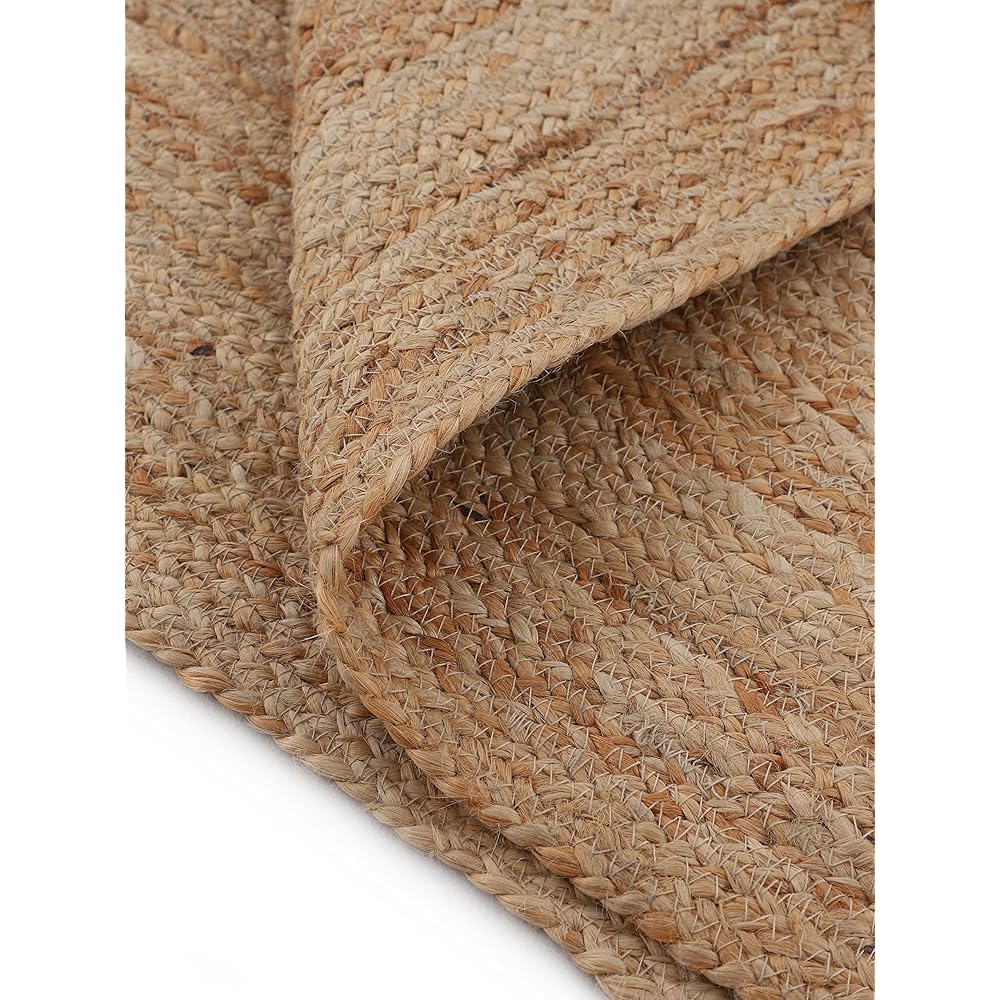 CarpetFine Tapis Jute Nele Ronde Couleur Naturelle Beige Ø 150 cm tissé à la Main en Jute | Tapis Naturel Moderne Uni en Tapis tissé Plat de Style Boho pour Le Salon et la Chambre à Coucher : Cuisine et Maison