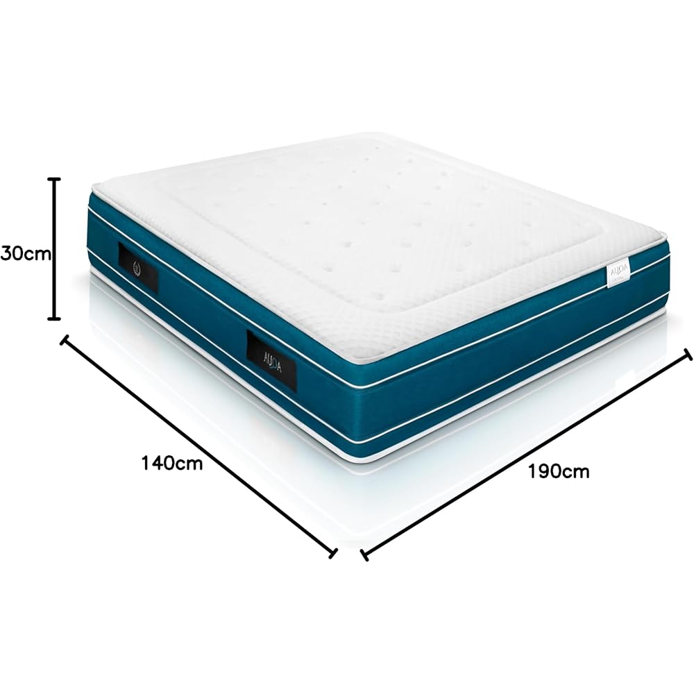 WIN REST Matelas à mémoire de Forme Gel à Ressorts ensachés Aqua, Hauteur 30 cm, fermeté Moyenne, Noyau de 750 Ressorts, Tissu damassé 400 g, Fibre hypoallergénique Super Soft (140 x 190 cm) : Cuisine et Maison