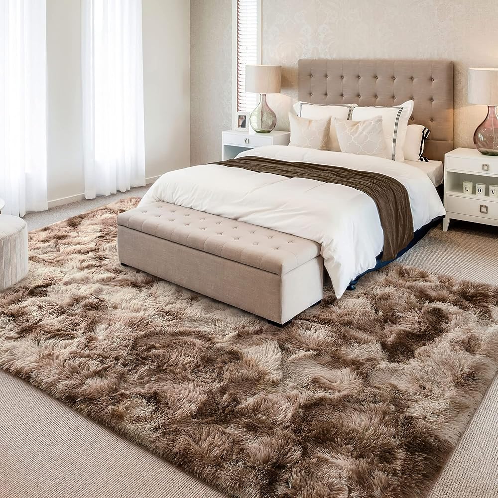 MARATIP Tapis pour Salon Moquette Grande Taille Tapis Poils Longs Moderne Tapis De Sol Grand pour Couloir Soft Doux et Moelleux pour la Chambre à Coucher d'enfant(Brun,160 x 230 cm) : Cuisine et Maison