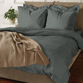 Pizuna Coton Luxueux Ensemble de Housses de Couette 240x220 cm 2 Personnes Gris Fonce, Tissu de Satin de Coton à 800 Fils au Pouce carré Housse de Couette Respirante avec Fermeture à Boutons : Cuisine et Maison
