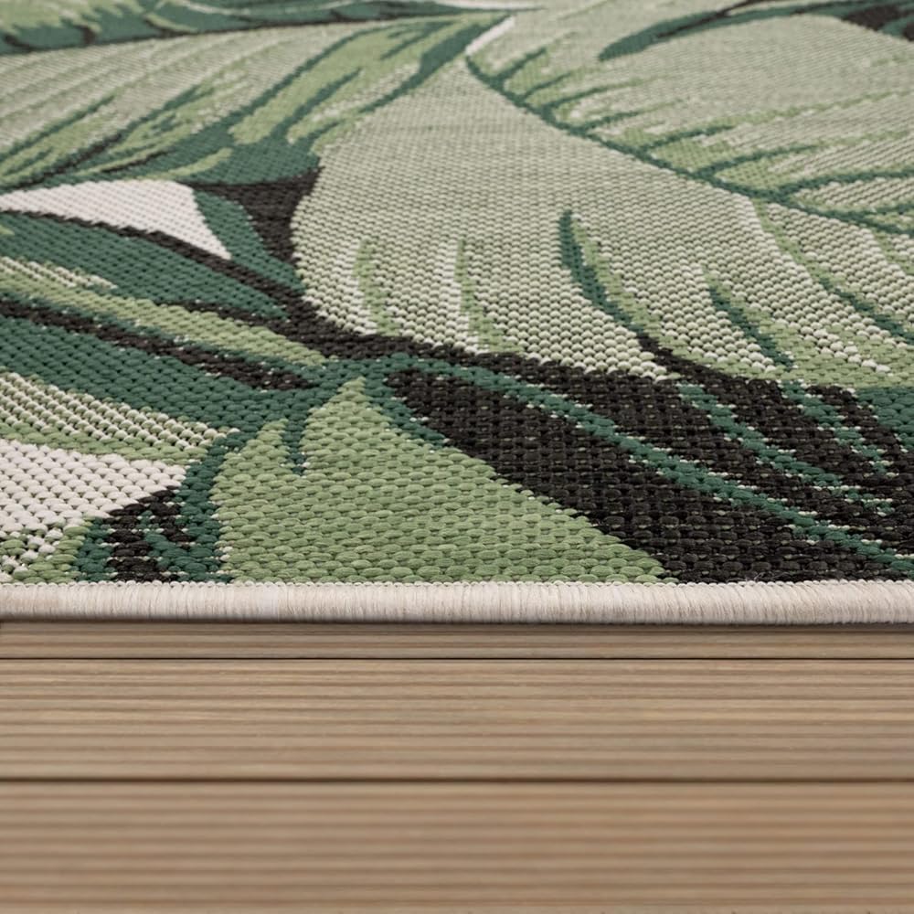 Paco Home Tapis Exterieur Terrasse Salon Cuisine Motif Palmiers Jungle Motif Fleuri Motif Boho Vert, Dimension:280x380 cm, Couleur:Vert 10 : Cuisine et Maison