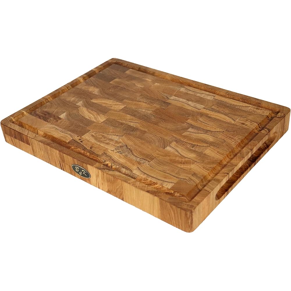 B4K® 40х30х4 cm Bloc à découper en bois de chêne | Planche en bois de cerveau avec poignées et pieds en silicone | Planche à découper antibactérienne | Planche à découper (40х30х4cm), XP15KTODN6 : Cuisine et Maison
