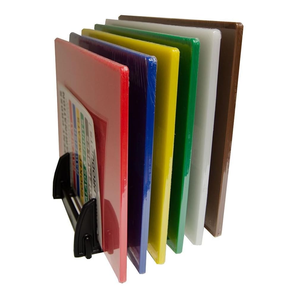 Grandes planches à découper professionnelles avec codes couleurs pour la préparation des aliments Lot de 6, étagère et support : Cuisine et Maison