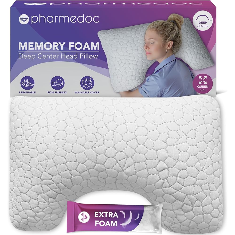 Pharmedoc Oreiller Ergonomique Cervical - Oreiller Memoire Forme, Coussin Servicales Douloureuses, Oreillers pour la Nuque (avec Garniture Supplémentaire) : Cuisine et Maison