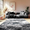 MAST DOO Tapis de salon, moderne, à poils courts, grand, abstrait, lavable, antidérapant, design, pour salle à manger, bureau, décoration, noir et blanc, dimensions 140 x 200 cm : Cuisine et Maison