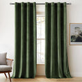 Woaboy Rideaux Occultant Thermique Salon Rideaux et Draperies Chambre Double Velours Panneaux de Rideau Intérieurs Isolant Anti Chaleur/Froid à Oeillets Extensible Lot de 2, 140x200cm Vert Olive : Cuisine et Maison