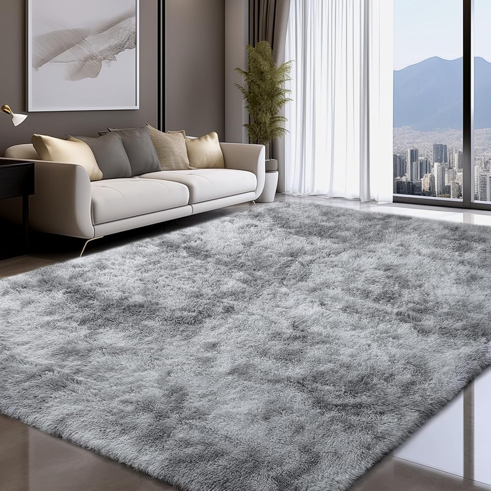 Sour Lemon Tapis de Salon, à Poils Longs, Tapis Chambre Gris, 200 x 300 cm, antidérapant, Extra Large, Moelleux et Moderne, pour Chambre à Coucher, Chambre d'enfant : Cuisine et Maison