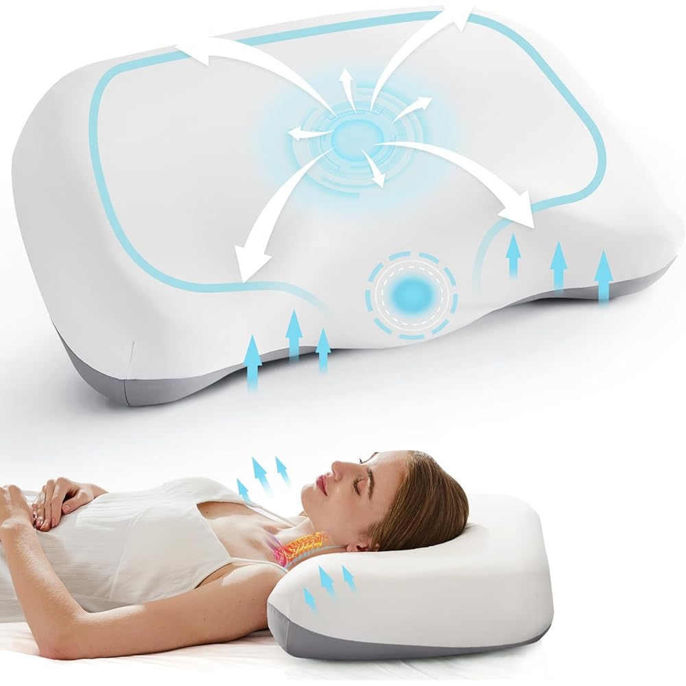 NOFFA Oreiller Ergonomique Cervical à Mémoire de Forme, Coussin Orthopédique Fermeté réglable, Oreiller pour Les Dormeurs sur Le côté, Le Dos et Le Ventre 65x35x11.5cm : Cuisine et Maison